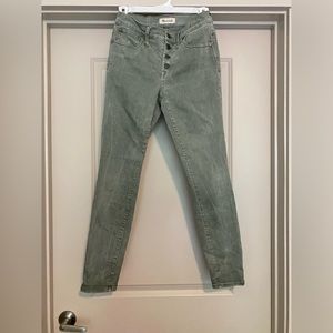Madewell Women’s High Rise Skinny Green Denim Jeans Size 26